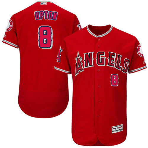 Angels of Anaheim #8 Justin Upton Red Flexbase Authentic Collection Stitched MLB Jersey